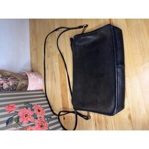 Early NYC Vintage Coach Black Leather Crossbody Bag USA Made